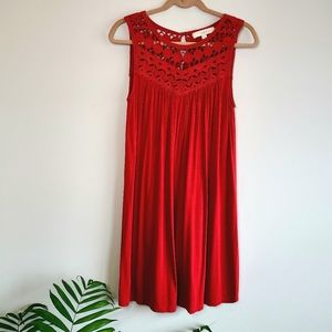 Ann Taylor Loft Rust Crochet Dress